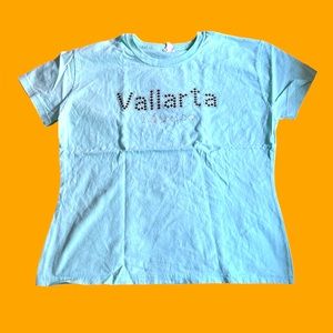 Baby Blue Bedazzled Vallarta Mexico shirt